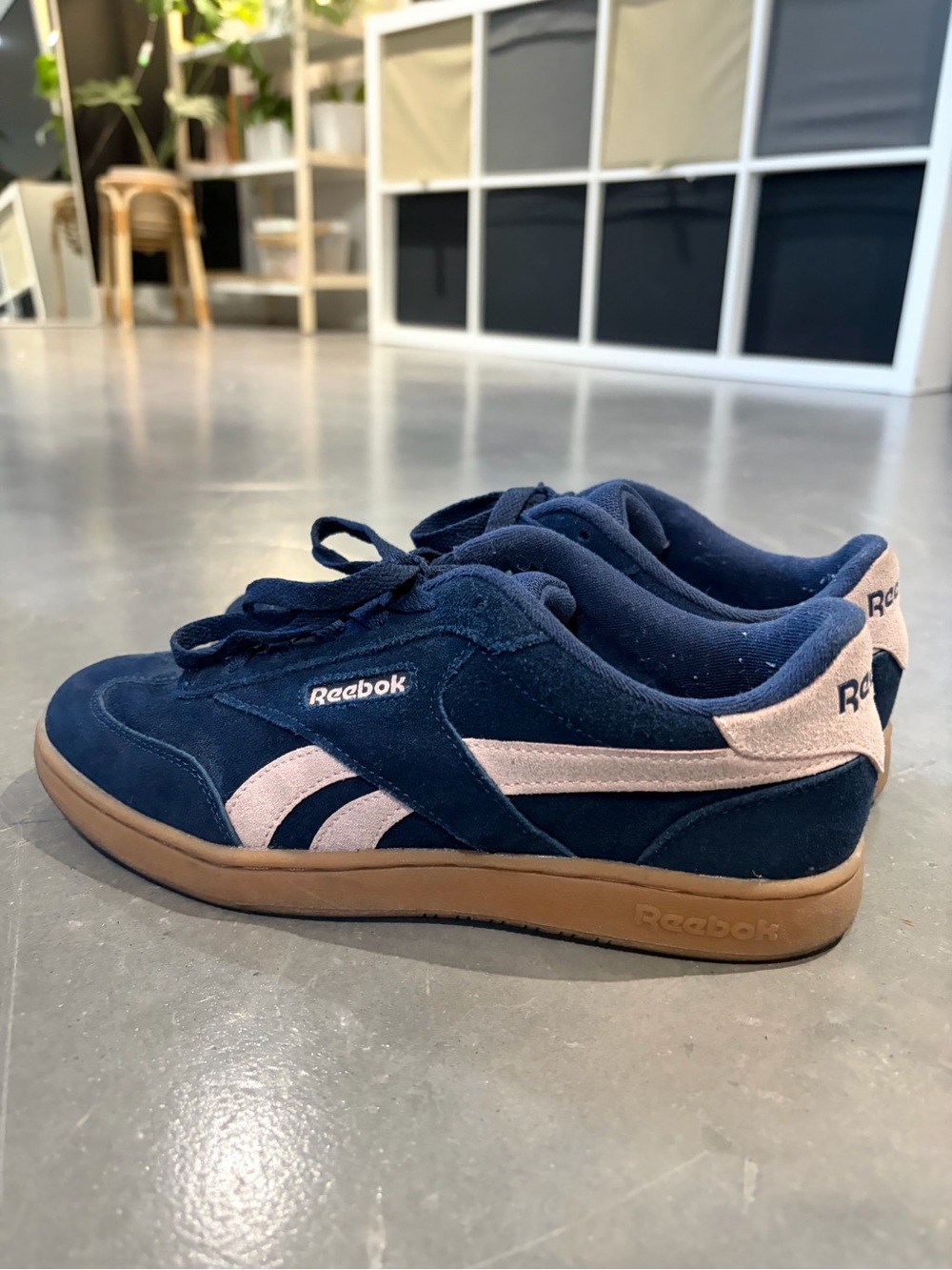 Reebok Navy & Pink Suede Sneakers